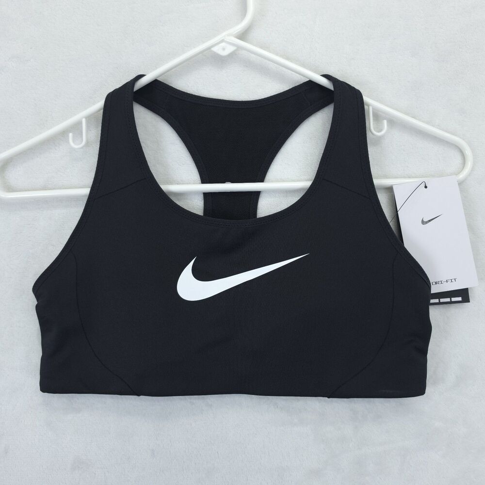 Nike Women's Swoosh Medium Support Lightly Padded Sports Bra NWT Black